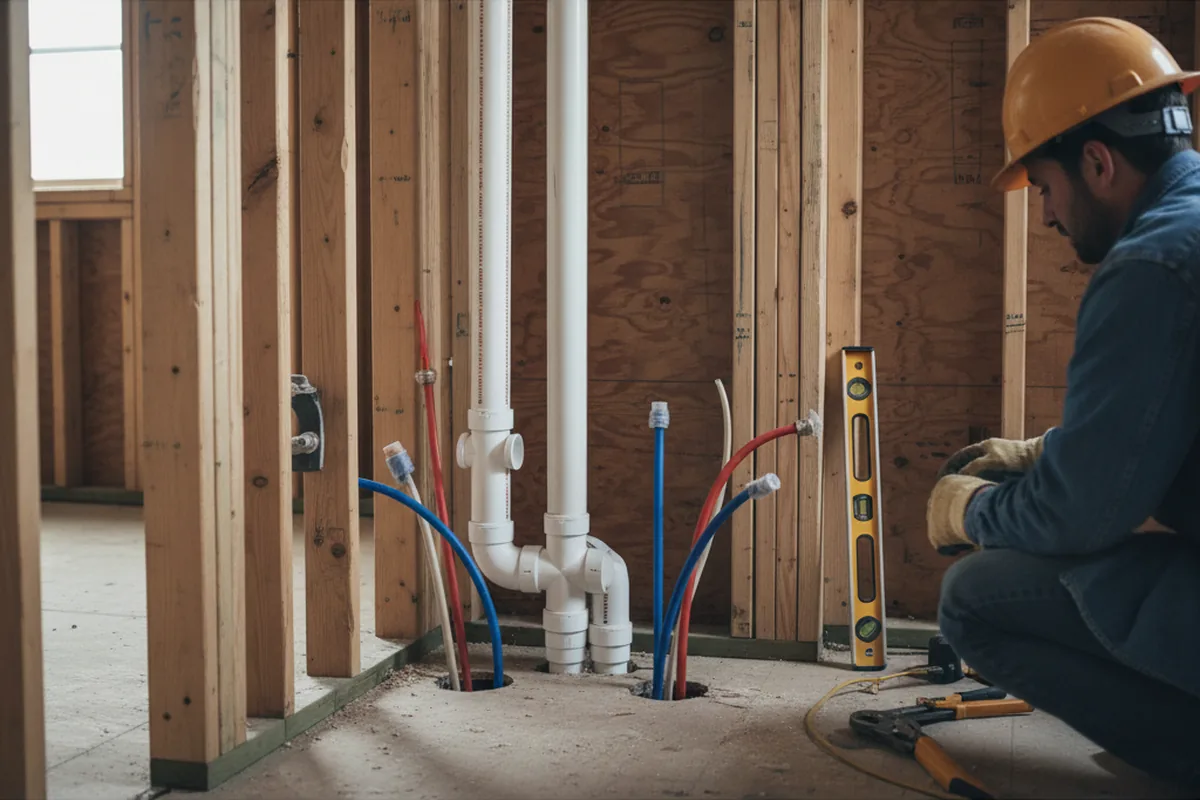 Drain and supply rough-in during Sump Pump Repair in Hannibal